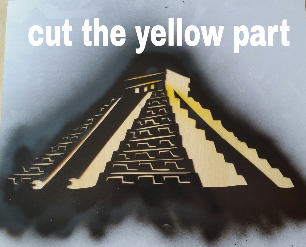 Mayan Temple stencil