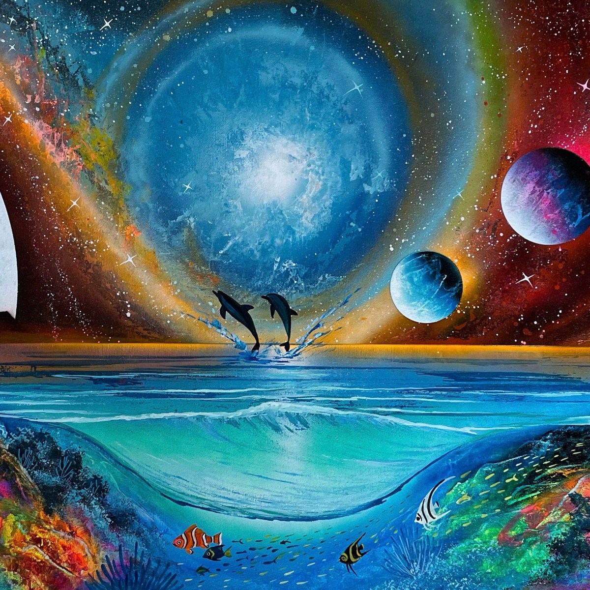 Space universe,ocean coral reef 🐠 spray&nbsp;painting